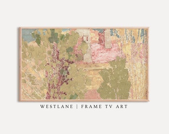 Abstract lente landschap Frame TV kunst | Zachtroze groen Samsung TV Art DIGITAL Download TV295
