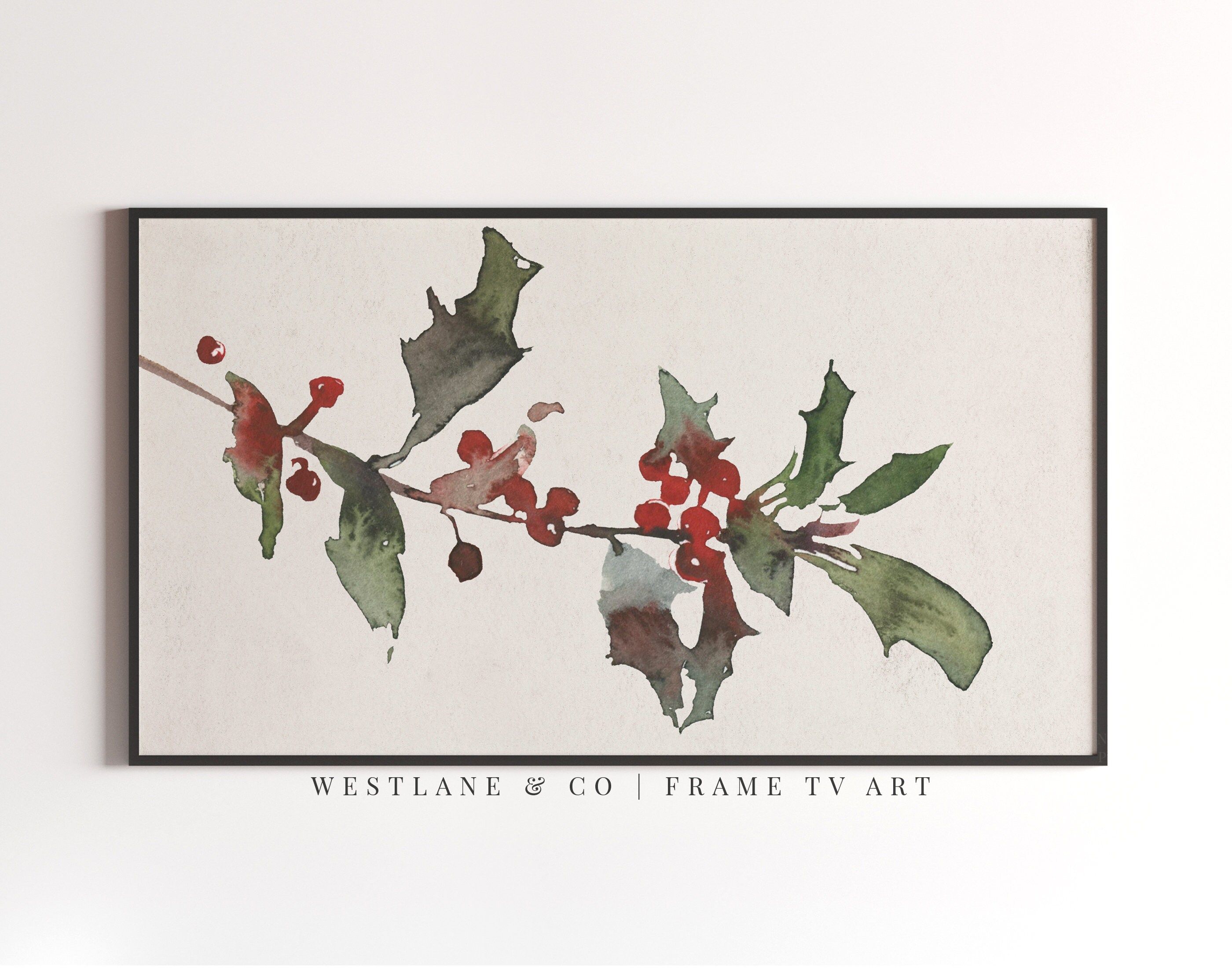Samsung Frame TV Christmas Holly Branch Winter Holiday Etsy