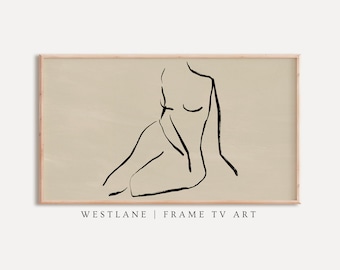 Samsung TV Frame Modern Art | Female Drawing Study Art | Neutral DIGITAL TV Art