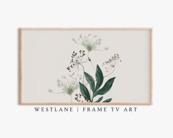 Spring Botanical Frame TV Art Download | Green Flower Art | DIGITAL JPG