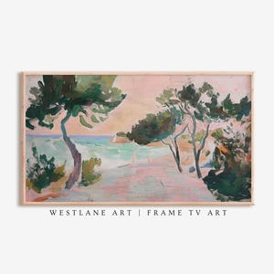 Pink Summer Beach Landscape Samsung FRAME TV Art, Modern Beach House Instant Decor, Charming TV Art, Digital Download Westlane Art TV1-82