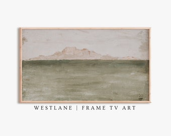Samsung Frame TV Art | Vintage Coastal Painting | Muted Green Ocean Downloadable DIGITAL TV213