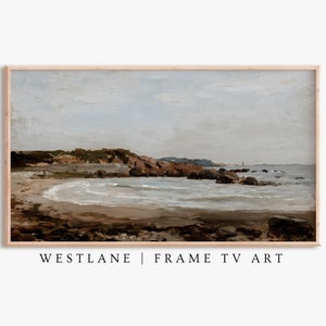 Rustic Coastal Painting Samsung Frame TV Art | Vintage Seascape Moody Art | Downloadable DIGITAL TV239