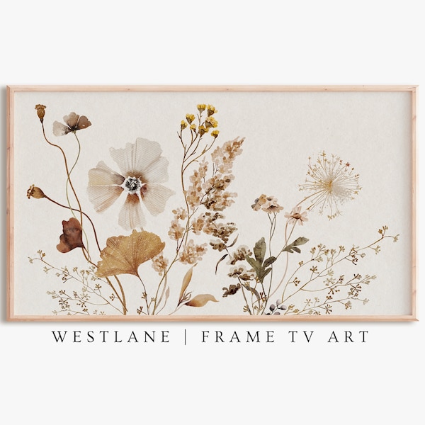 Samsung Frame TV Art | Neutral Wild Flower Painting | Downloadable DIGITAL TV218