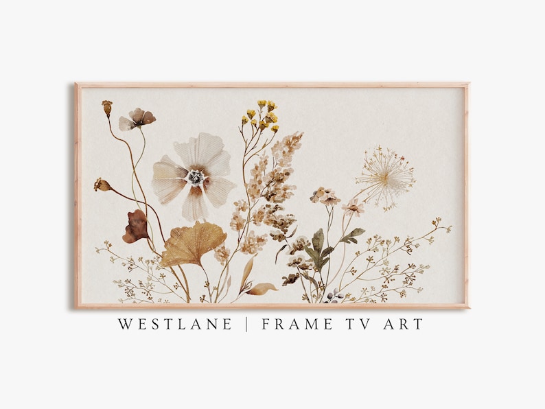 Samsung Frame TV Art | Neutral Wild Flower Painting | Downloadable DIGITAL TV218 