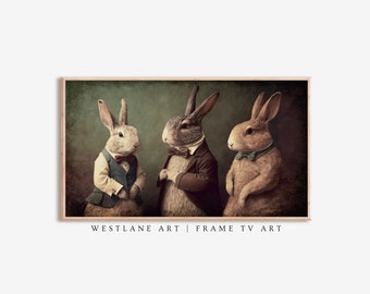 Vintage Rabbit Spring Easter Frame TV Art Painting | Altered Art TV Decor DIGITAL Download TVH26