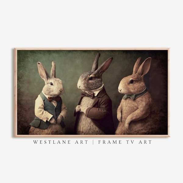 Vintage Rabbit Spring Easter Frame TV Art Painting | Altered Art TV Decor DIGITAL Download TVH26