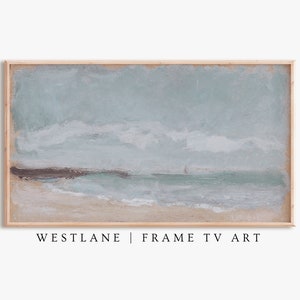 Samsung Frame TV Art | Vintage Beach Coastal Painting | Blue DIGITAL Download TV231