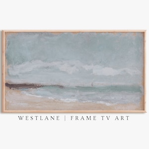 Samsung Frame TV Art | Vintage Beach Coastal Painting | Blue DIGITAL Download TV231