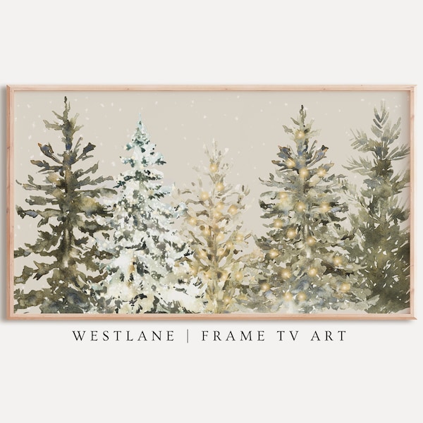 Neutral Winter Forest Frame TV Art | Christmas Farmhouse Trees Art DIGITAL Download TVC58