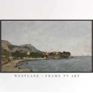 Coastal Painting Samsung Frame TV Art | Vintage French Riviera Painting | DIGITAL Download 119
