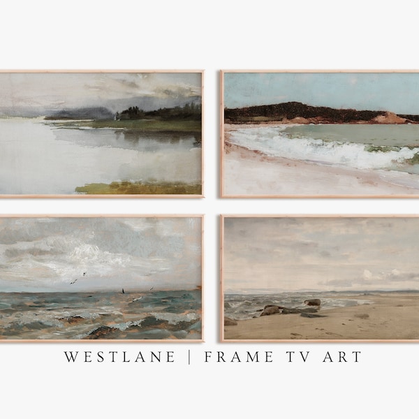 Digital Samsung Frame TV Art SET Vintage Coastal Paintings | Seascape Downloadable Art