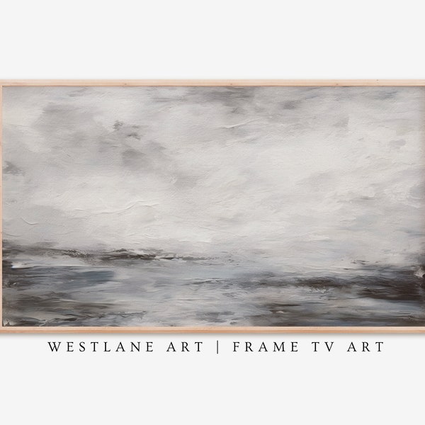 Samsung Frame TV Art | Coastal Muted Abstract Oil Painting | Modern Blue Grey TV Art DIGITAL Download TV410