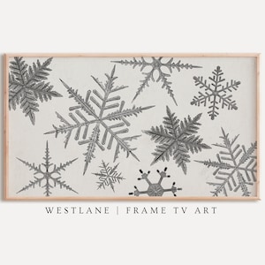 Winter Holiday Farmhouse FRAME TV Art | Vintage Snowflake Drawing | Neutral DIGITAL Download TVC42