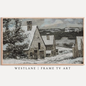Samsung Frame TV Art Winter Village Painting | Moody Vintage Christmas | DIGITAL TV File TV42