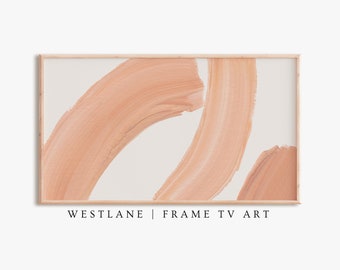 Modern Samsung Frame TV Art | Neutral Coral Paint Strokes Abstract Lines | DIGITAL TV198