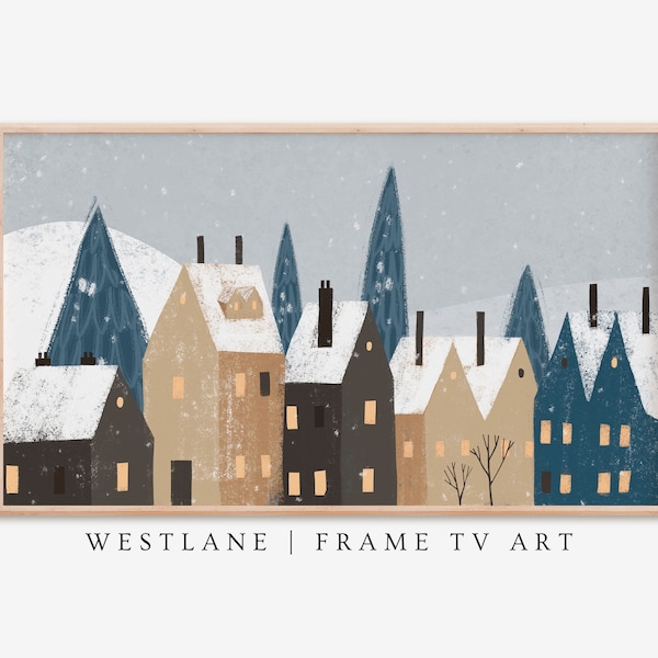 Samsung Frame TV Art Nordic Winter Village Cityscape | DIGITAL TV Art