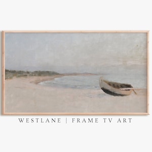 Samsung Frame TV Art | Pastel Seascape Beach Painting | Coastal Art DIGITAL TV206