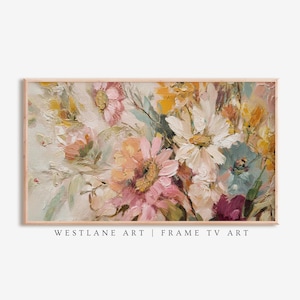 FRAME TV Art Blush Pink Blumen Botanischer Garten Instant Dekor, gedämpfte Patel Floral TV Art, digitaler Download Westlane Art TVB29