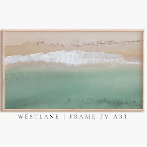Samsung Frame TV Art | Summer Beach Coastal Waves | Tropical Teal Green DIGITAL TV150