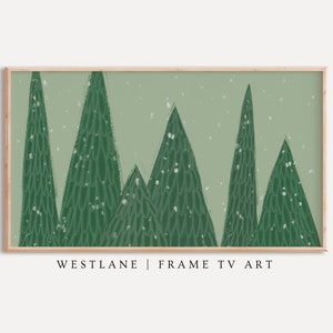 Christmas Trees Samsung Frame TV Art | Green Modern Winter Forest DIGITAL Download TVC50