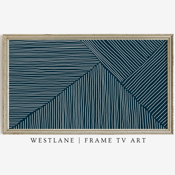 Modern Geometric Frame TV Art | Dark Teal Contemporary Samsung TV Art | Digital Art Download TV306