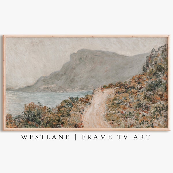 Neutral Coastal Landscape Samsung Frame TV Art | Antique Muted Painting | DIGITAL TV154