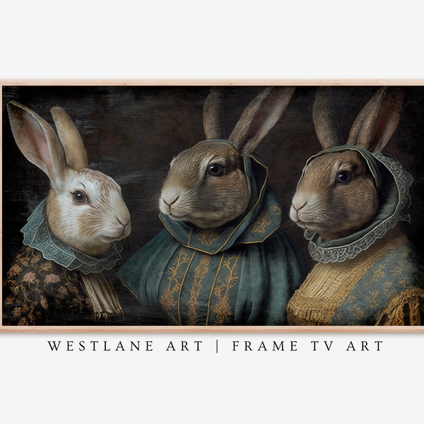 Vintage Easter Rabbit Frame TV Art Painting | Spring Altered Art TV Decor DIGITAL Download TVH27