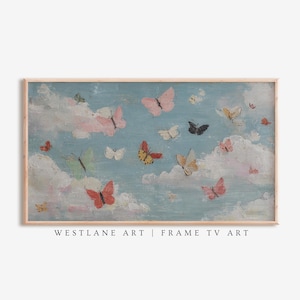 Butterfly Kids FRAME TV Art, Country Summer Garden Cottagecore Instant Decor, Charming TV Art, Digital Download Westlane Art TV1-84