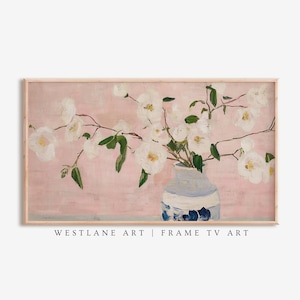 Botanischer Blumenstrauß Samsung FRAME TV Kunst, Rosa Cottagecore Sofort Dekor, charmante TV Kunst, digitaler Download Westlane Art TVB27