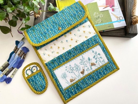 Project Envelope Case With Scissors, Embroidery Organizer, Embroidery  Process Storage, Blue Cross Stitch Organizer 