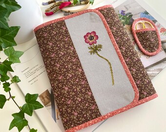 Large project organizer with buttons, folder organizer for cross stitch, hand embroidery product, folder organizer + case for scissors