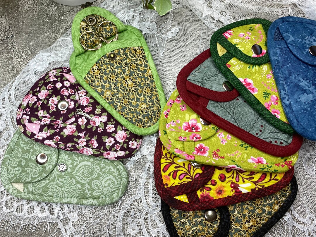 Scissors Case, Button Organizer, Craft Scissors Storage, Cross Stitch