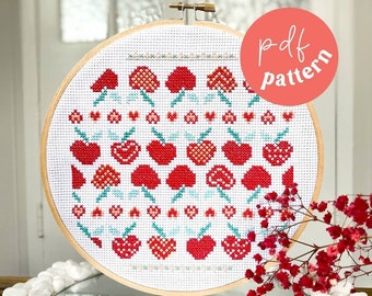 Apples for Days cross stitch pattern pdf, digital modern cross stitch pattern