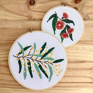 Australian flora modern cross stitch kit bundle - wildflower cross stitch pattern