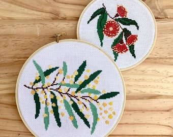 Australian flora modern cross stitch kit bundle - wildflower cross stitch pattern