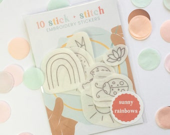 Sunny Rainbows Stick and Stitch Embroidery Stickers - DIY embroidery