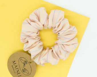 Pastel Ice Cream Scrunchies in pink/yellow/mint with striped retro pattern