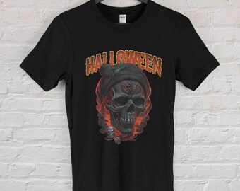 Halloween Skull Skeleton T-Shirt: Gothic Tattoo Spooky Shirt