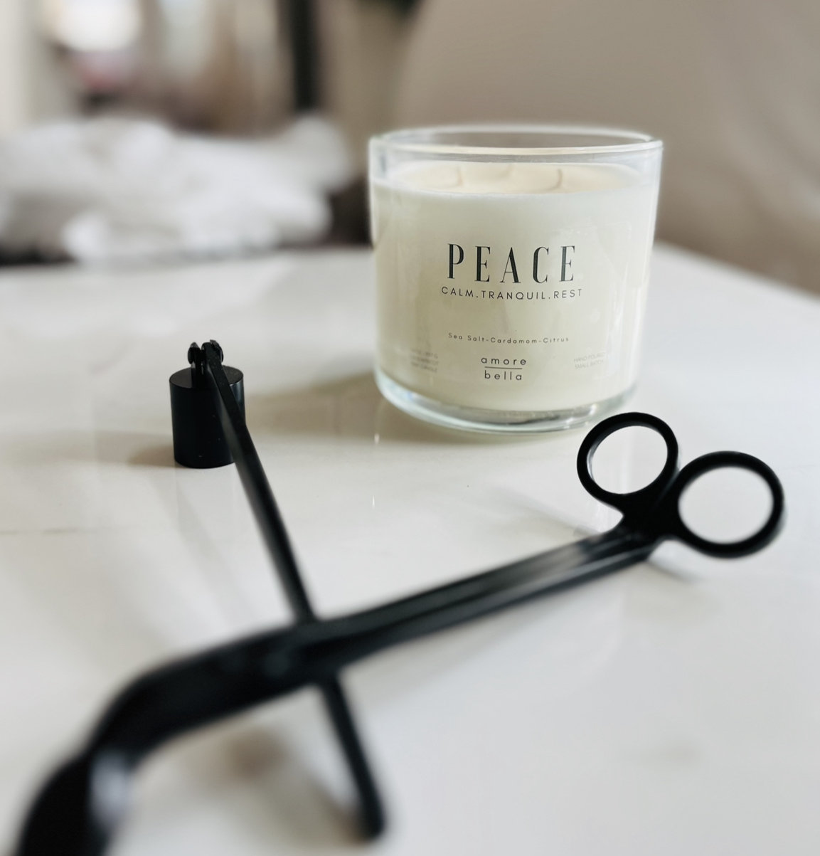 PEACE Triple Wick Candle Minimal Design Coconut Apricot Wax Candle