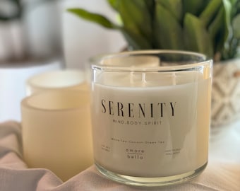 SERENITY Coconut Apricot  Wax Candle , Small Gift, Self Care, SPA, Relaxing, Zen, Birthday Gift, Get Well Gift