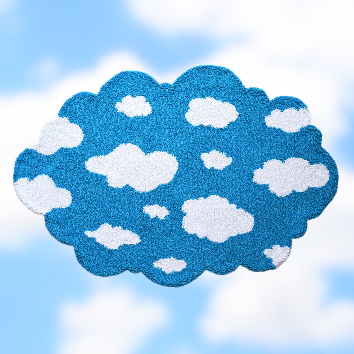 Hand Tufted Rug Custom Cloud Carpet Punch Rug Sky Blue Etsy