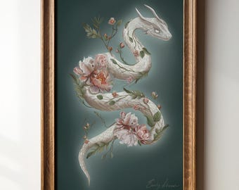 Elegant Floral Snake Art Gift for Gothic Animal Lovers Year of the Snake Print Spiritual Home Art Witchy Wall Poster Snake Lover Gift Decor