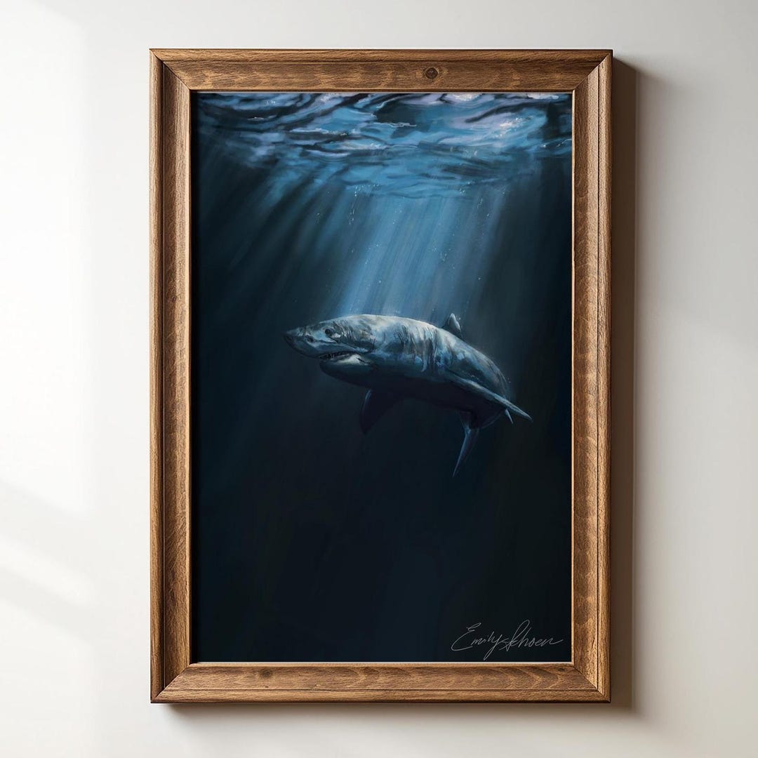 Shark Art Print Ocean Sea Life Wall Decor Nautical Coastal Artwork ...