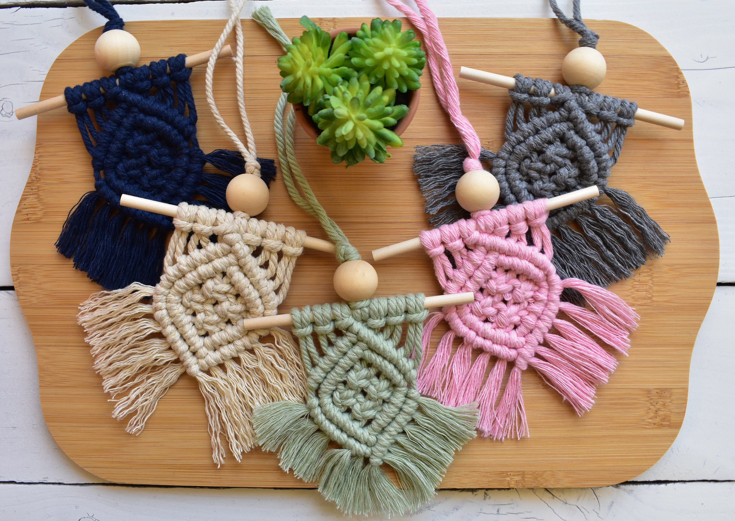 Macrame Car Hanger Boho Car Charm Rear View Mirror Hanger Etsy