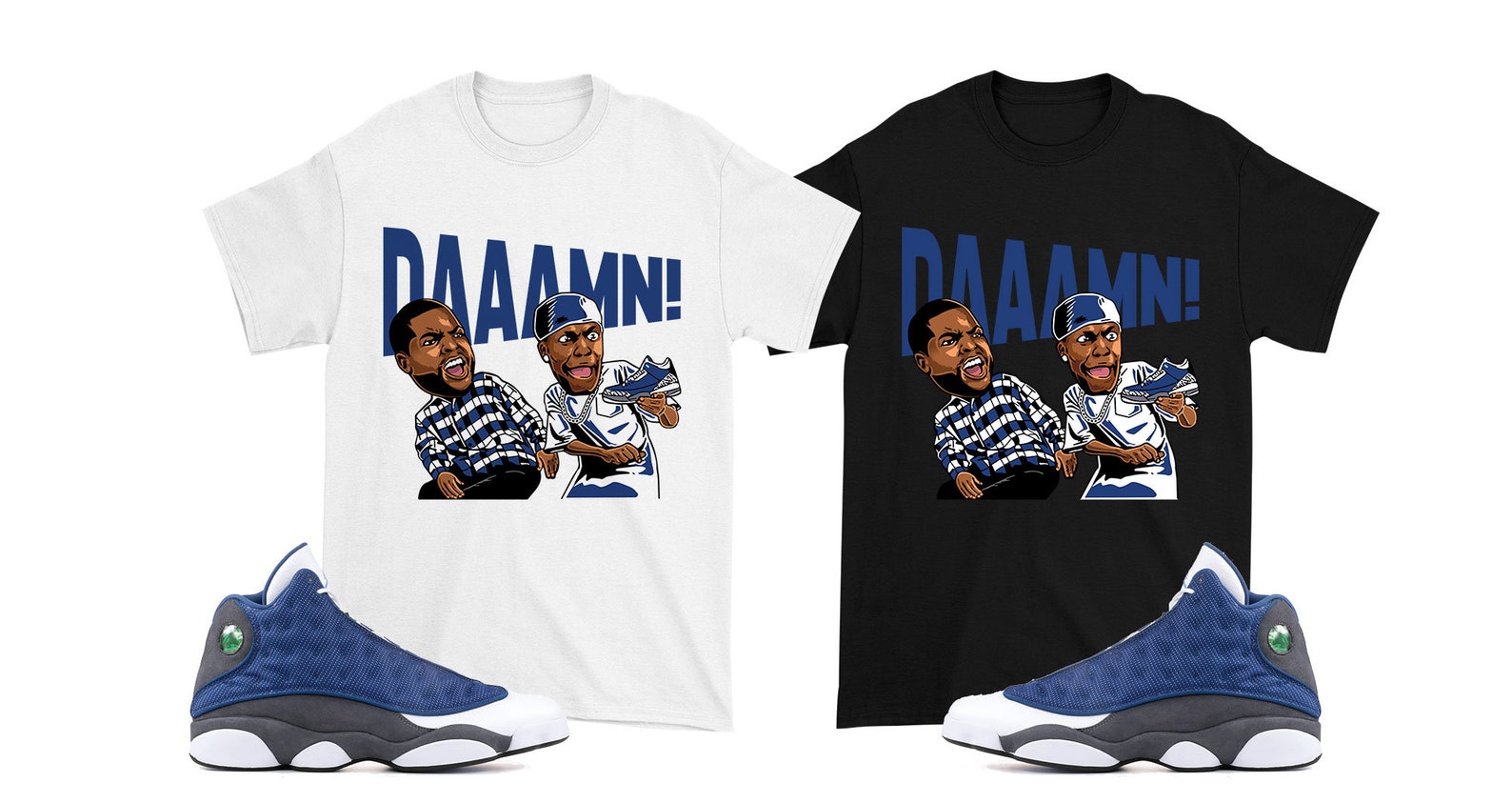 Shirt to match Air Jordan 13 Blue 'Flint' DAAAMN Air | Etsy