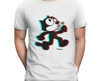 Felix the Cat Walking T-shirt, Cartoons Tee, Men's Women's