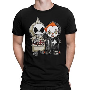 Camiseta divertida de Jack Skellington con Pennywise, camiseta de Pesadilla antes de Navidad, para hombre y mujer, todos los tamaños (pfa-401)