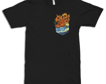 Van Gogh's 'Sunflowers In a Pocket T-Shirt, Men's Women's All Sizes (pfa-308)