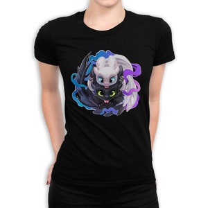 Toothless and Light Fury T-Shirt, How to Train Your Dragon Shirt, Men's Women's All Sizes (pfa-239)